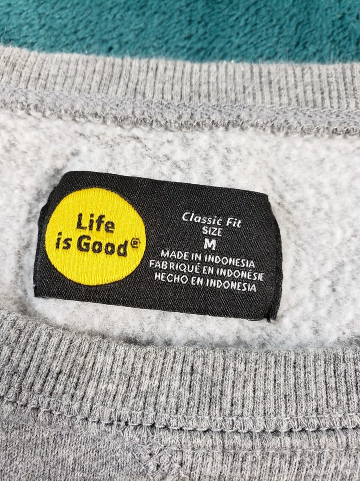 Life is Good 毛衣中号男式灰色圆领长袖经典合身标志 — 第 3/4 张图片