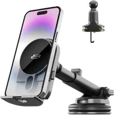 Bracketron - PwrUp MagAlign Window, Dash & Vent Mount for most cell phones Black