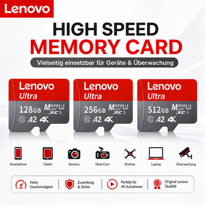 Lenovo 128GB 256GB 512GB Micro SD Card Class 10 U3 V30 Memory Card Phone Camera