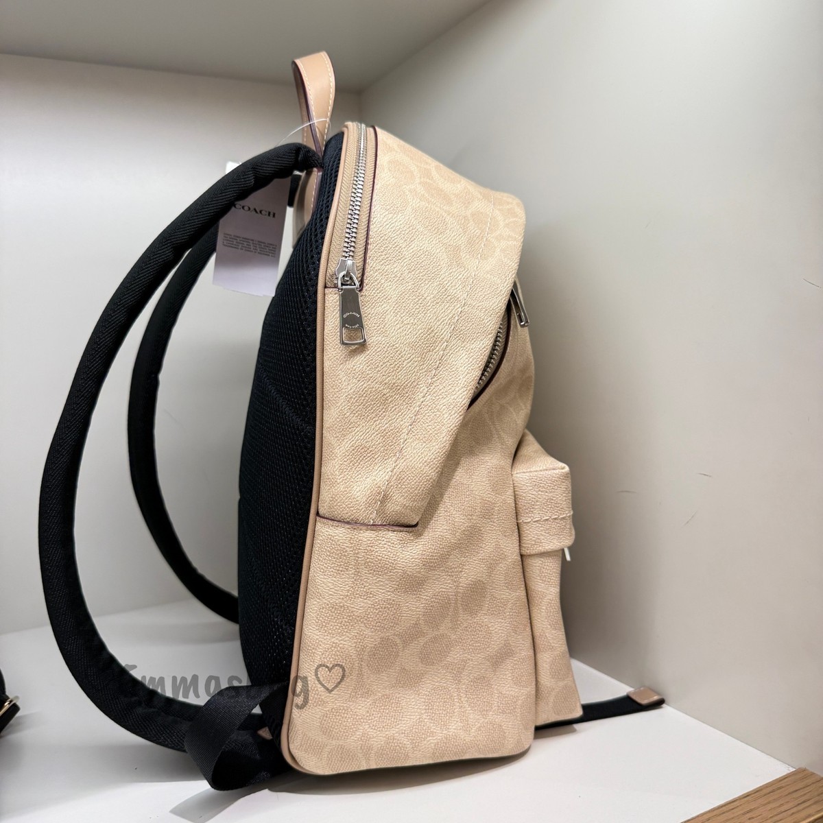 Coach Metallic Signature Small Backpack - Champagne Taupe NWT Coach Taylor Small Backpack In Signature Canvas CDW76  main image 2