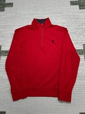 Polo Ralph Lauren Sweater Mens Small Red Cotton Knit Golf Quarter Zip 