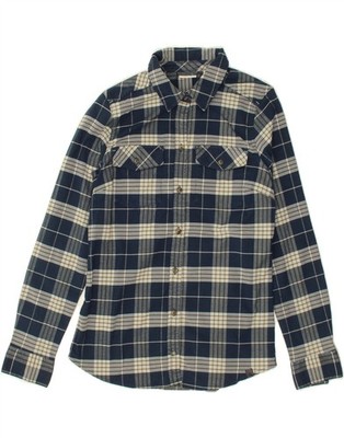 L.L.BEAN Damen Flanellhemd UK 8 SmalL dunkelblau kariert Polyester CF07