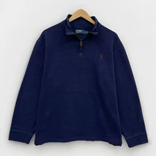 Polo Ralph Lauren Navy Quarter Zip Pullover Men’s XXL Cotton Sweater Knit Pony