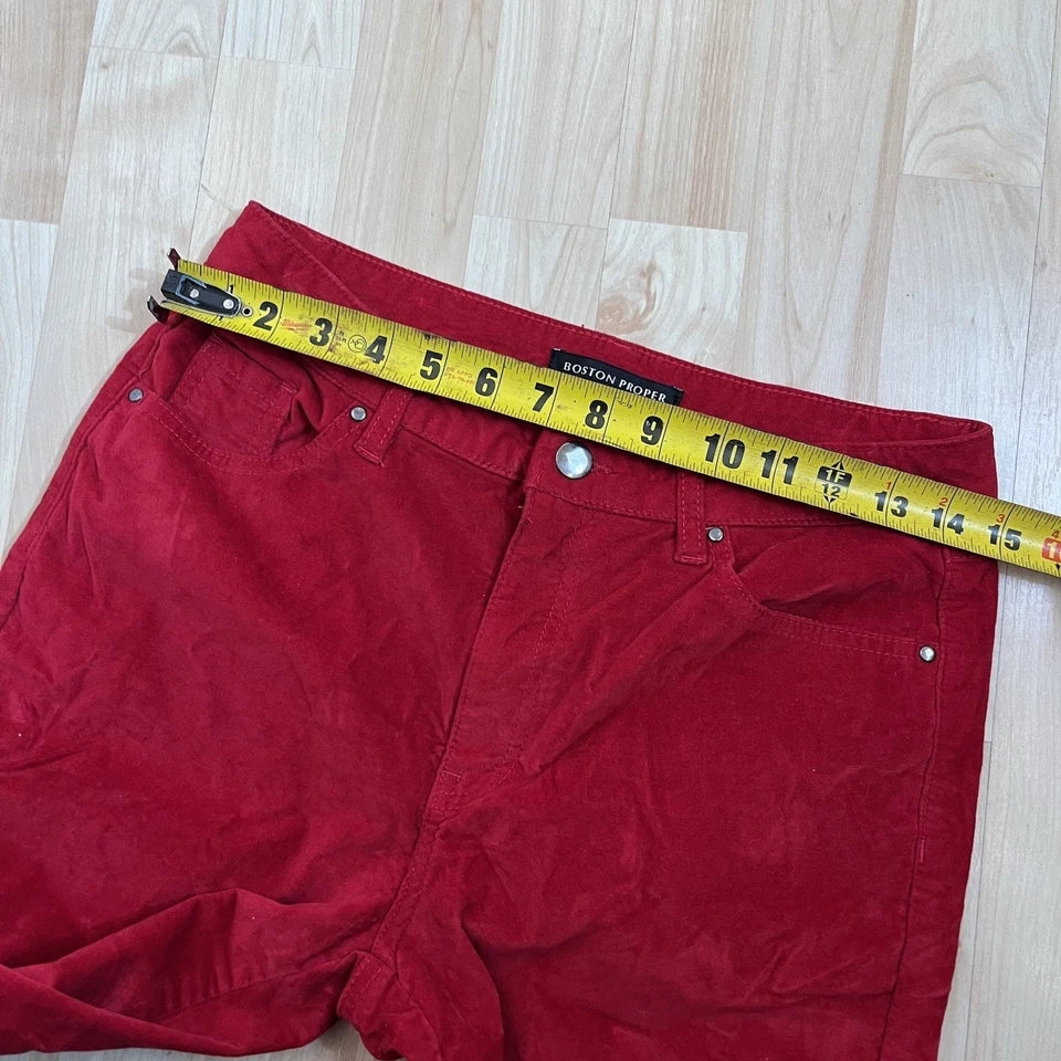 Pantalones de gamuza Boston Proper rojos de pierna recta para mujer cintura alta talla 8 Foto 4 de 4
