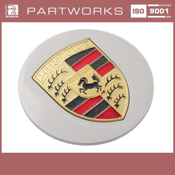 Radnabendeckel Porsche 911 964 993 944 968 928 Metall Silber Wappen Farbig-image