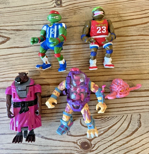 Vintage TMNT Lot with Krang Super Cyborg, Transformer Van Splinter, Turtles