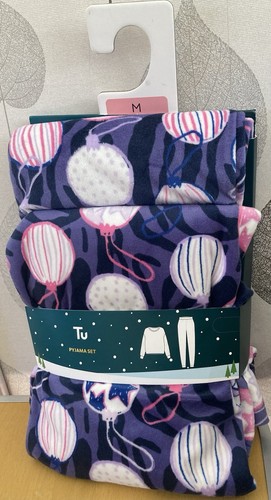 LADIES TU PURPLE BAUBLES PYJAMAS SOFT TOUCH CHRISTMAS BNWT MEDIUM M GIFT PRESENT - Picture 2 of 12