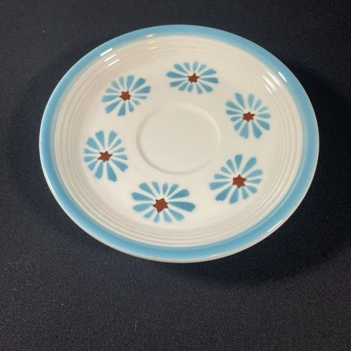 Fiesta Ware Hawaiian Daisy Saucer Turquoise Blue Flowers 6” Diameter
