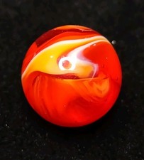 HTF Orange Swirl SLAG Glass Onyx Christensen Or Akro Vintage Marble .65" Mint-