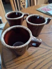3 Vintage Hull Pottery Brown Drip Glaze Coffee Mugs Cup Oven Proof Made in USA
