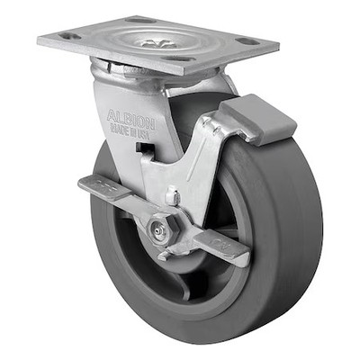 Albion 16Xs05201sfba 5'' X 2'' Non-Marking Rubber Soft Flat Swivel Caster, Face