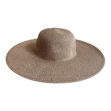 BP Light Brown Wide Brim Straw Paper Hat Wome...