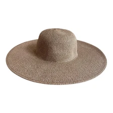 BP Light Brown Wide Brim Straw Paper Hat Womens One size