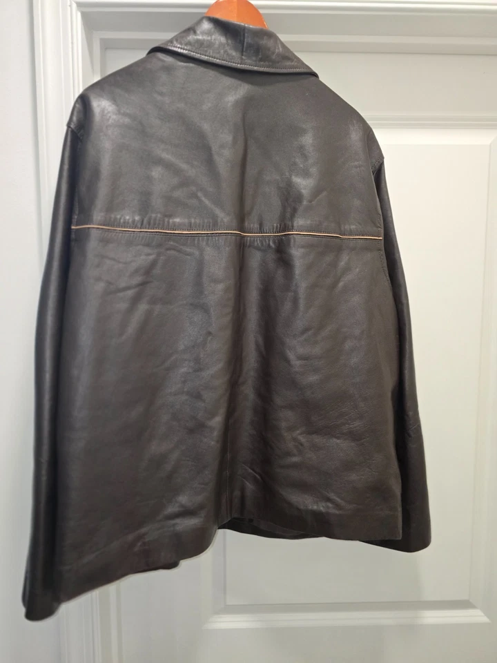 Chaqueta de Cuero LUJO Genuina PIEL DE CORDERO SUAVE Marrón XL Foto 2 de 4