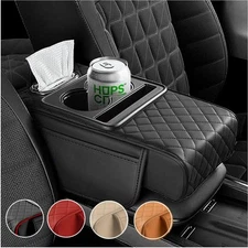 For Honda 4 in1 Car Center Console Organizer Leather Armrest Cushion Storage Box