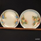 Bavaria Hutschenreuther Set 2 Plates Florals w/Gold Artist A. Grambo 1939-1964