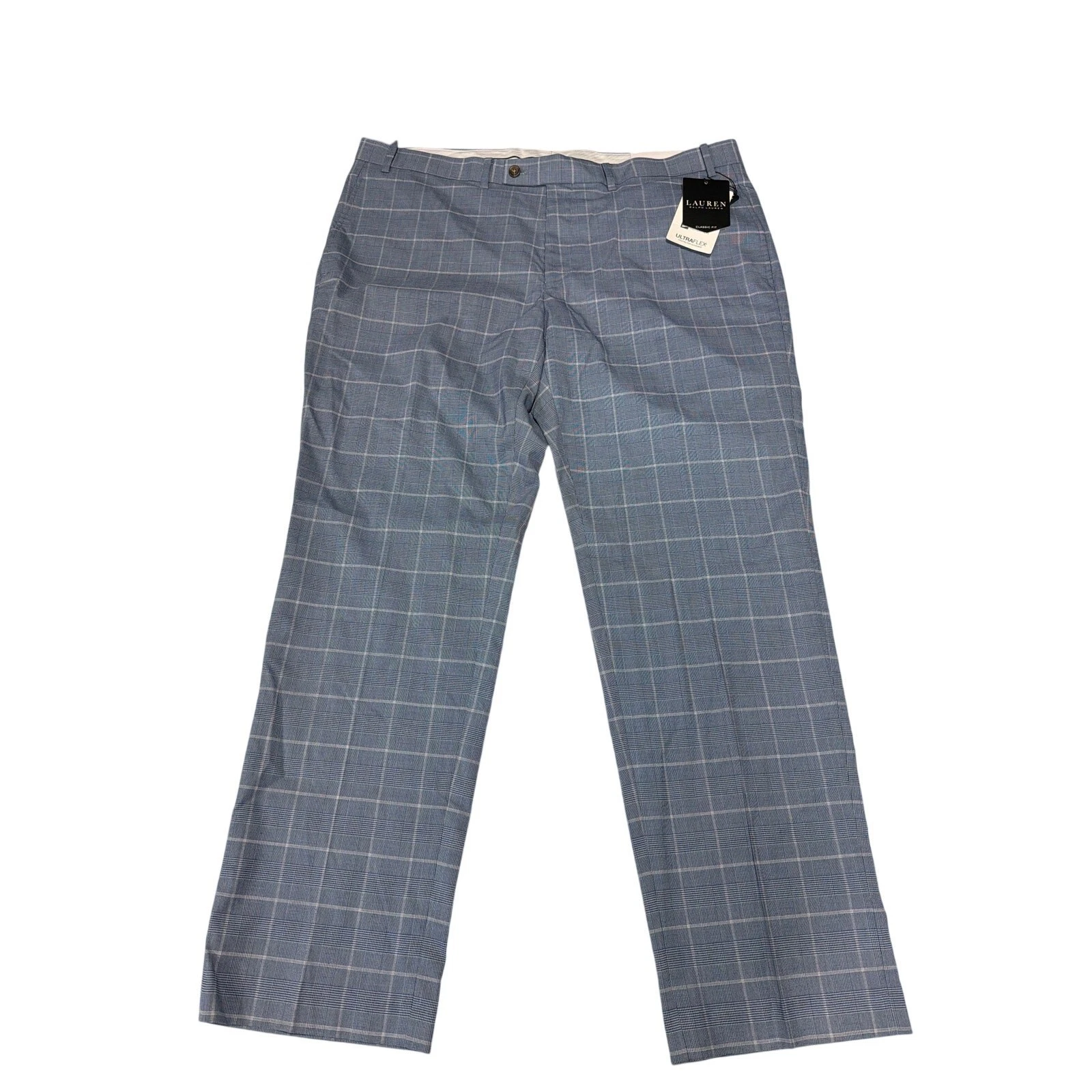 NWT Lauren Ralph Lauren Blue Glen plaid 40 x 30 dress pants Career Lightweight