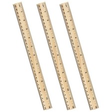 Wooden Ruler 12 Inch, 3 Pack Bulk Rulers, Measuring Tool, Beige