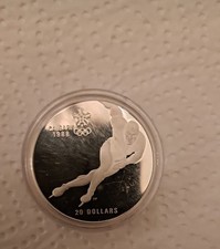 1985 CANADA 1988 CALGARY OLYMPICS Speed Skating Proof Silver $20 Coin 