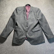 Burton Menswear London Blazer Jacket XL  Men's Grey Tweed Effect 