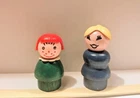 Vintage Fisher-Price Wooden Little People Figures Set Of Two