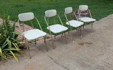 Vintage  Atomic Cosco Hamilton Metal Folding Chairs Vintage 50s MCM Set Of 4!