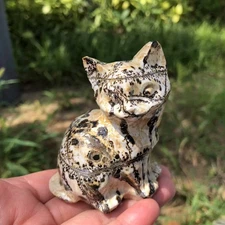 1pc Natural Painted Stone Quartz Carved Cat Skull Crystal Reiki Healing Decor