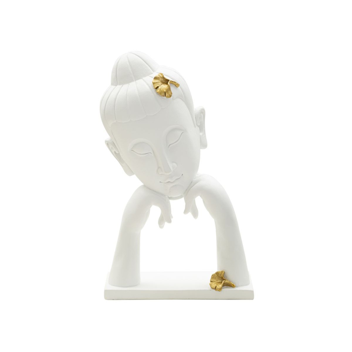 Bouddha Mains statuette déco blanche 36cm pour créer un salon zen