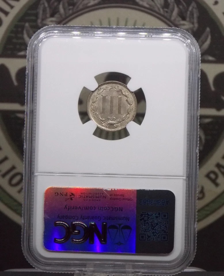 1872 Three Cent Nickel *OBSOLETE* 3CN NGC MS63 #006 Unc BU Uncirculated ECC&C - Image 4 of 4