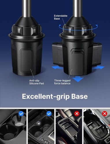 JSAUX Universal Car Cup Phone & Tablet Mount iPad Fold Samsung Pixel 360° Arm - Picture 7 of 19