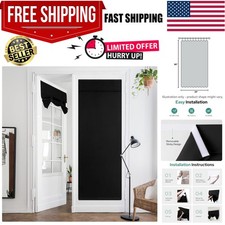 Black French Door Curtains, Privacy Blackout Door Curtains, 26 X 80 Inch Shad...