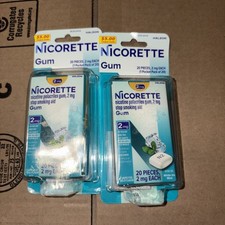 Nicorette Gum White Ice Mint - 2MG 20CT Exp 1/28 Lot Of 2