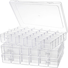 3 Pack 36 Compartments Clear Plastic Craft Storage Organizer Small Parts Organiz