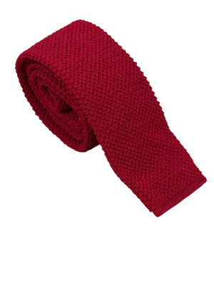 Vintage Wool Square Tip Tie Hardy Amies Burgundy Skinny Necktie 52 X 2 1/4 Knit