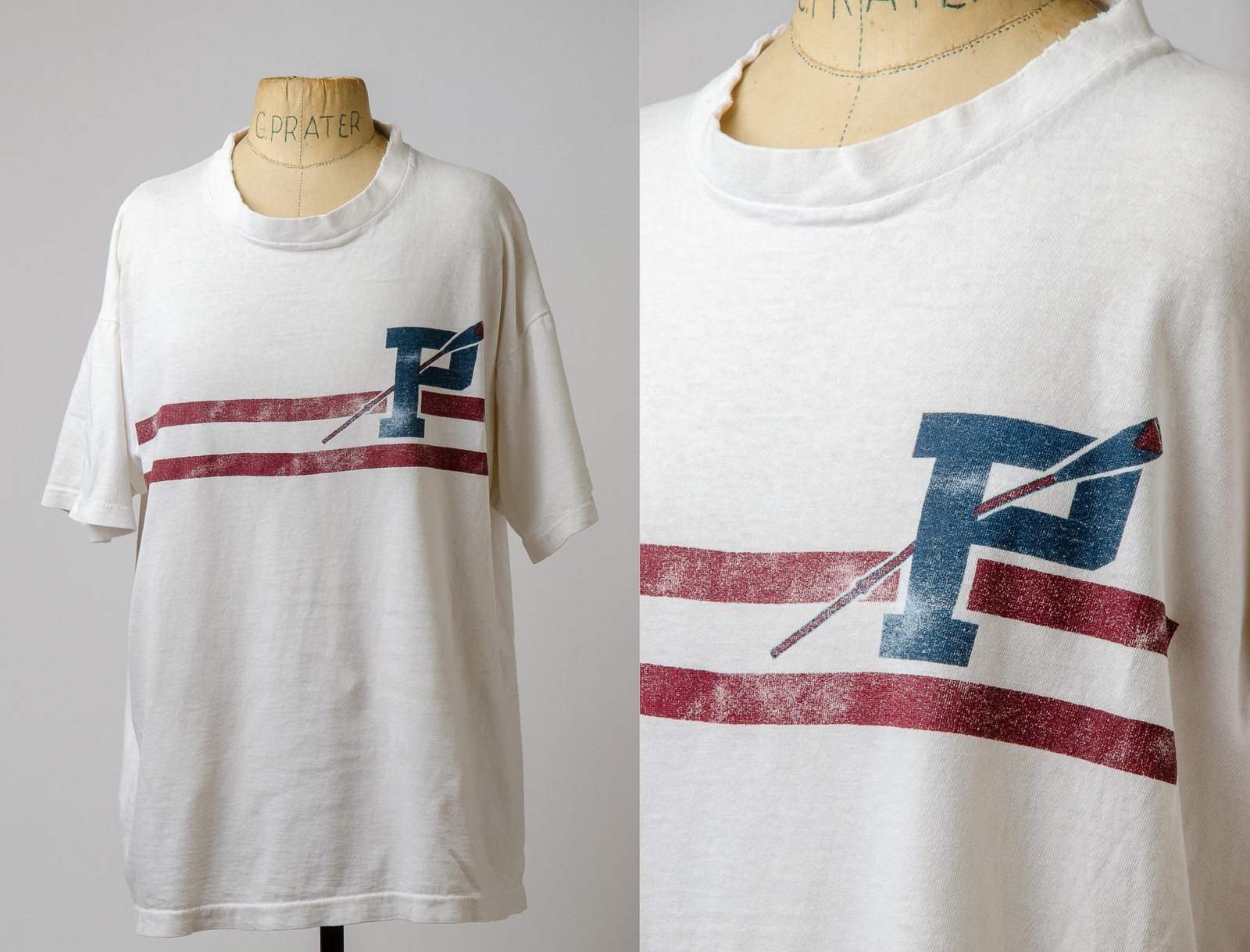 FILA T shirt polo girocollo squadra canottaggio P anni 90 cotone