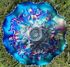 Northwood Carnival Glass Wishbone Ftd Bowl*Dark Amethyst*Electric Blue*