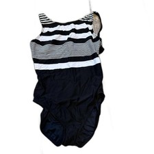 NWT Speedo Black  White Group Sz 14 One Pice Swimsuit