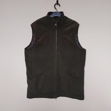 Barbour Dunmoor Gilet UK L Khaki Green Fleece Hunting Outdoors Plaid Lined
