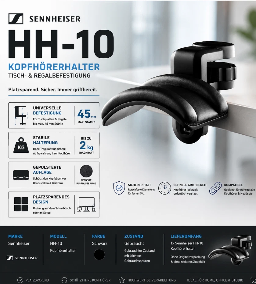 Sennheiser HH-10 Kopfhörerhalter Kopfhörer Headset Headphone Halterung Befest, Foto 1 von 5