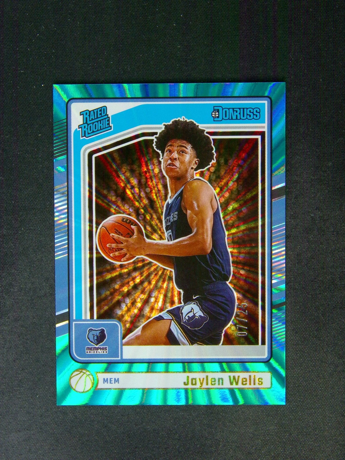 2024-25 Panini Donruss Jaylen Wells #245 RC Rated Rookie Holo Teal Laser /25