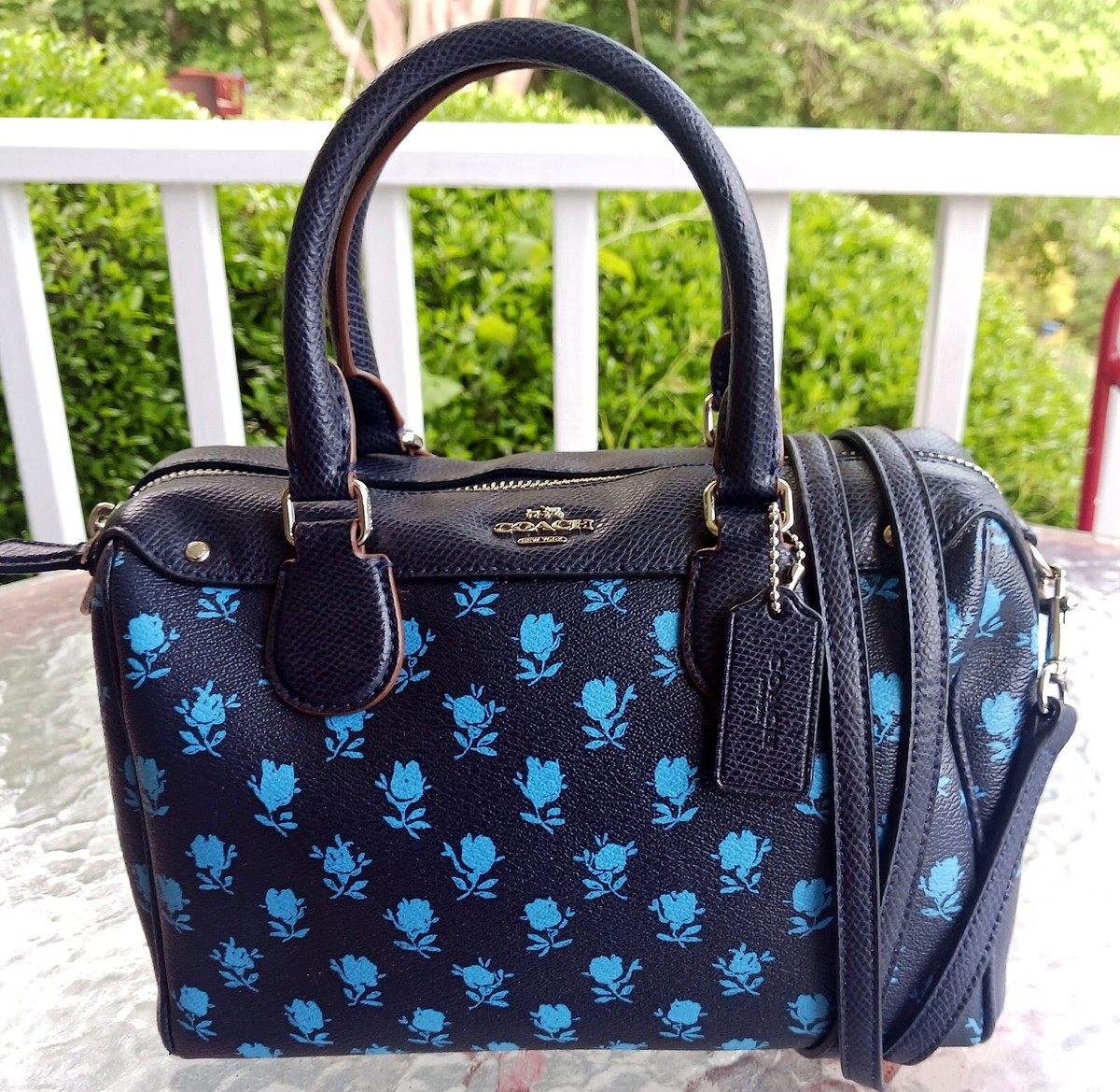 Coach F38160 Mini Bennett Blue Floral Print Coated Canvas