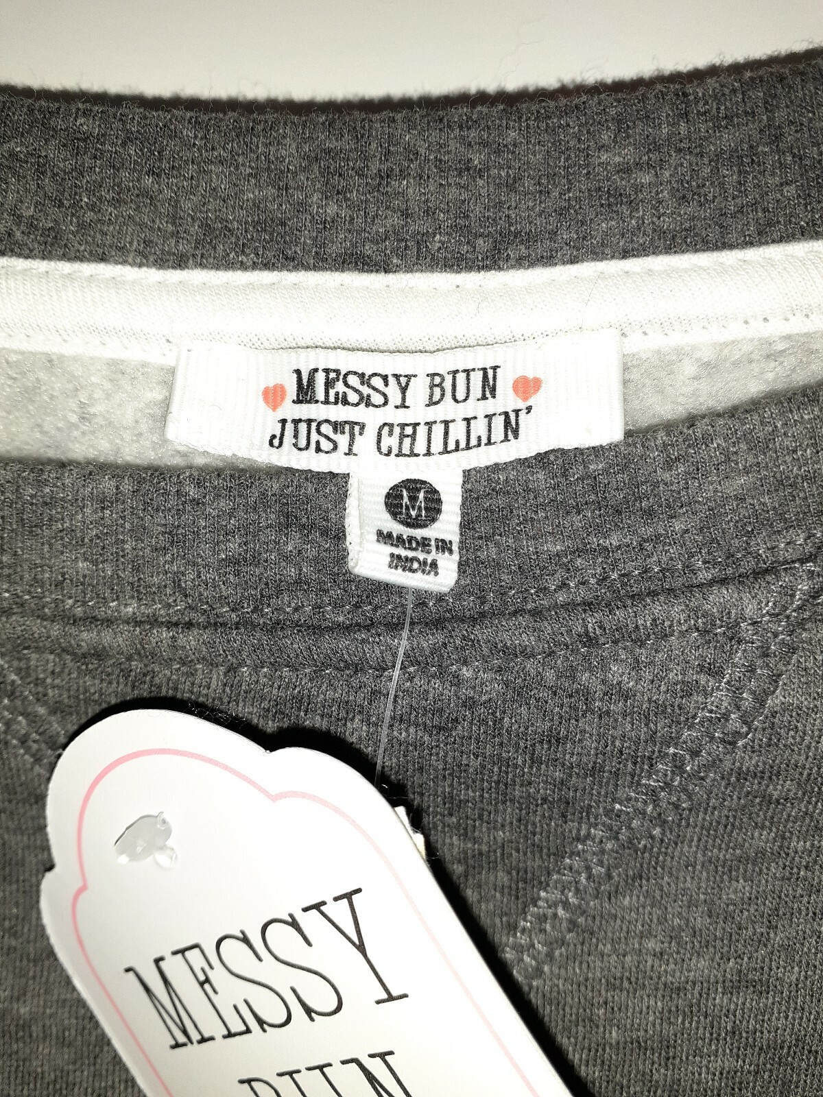 Messy bun Just Chillin Sweatshirt Gray Size M image 5