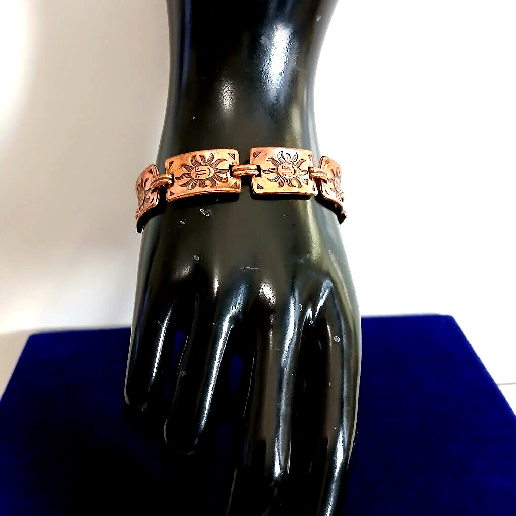 Solid Embossed Copper Panel Bracelet ~ Length 7 i… - image 12