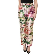 DOLCE & GABBANA Pants Multicolor Floral High Waist Straight IT40/US6/S 1730usd