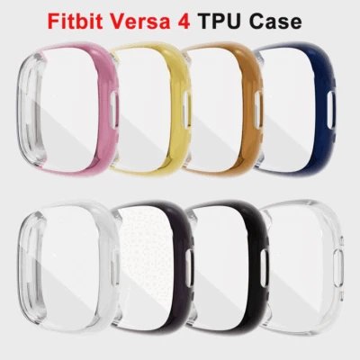 QVBWORLD For Fitbit Versa 4 Smartwatch Watch Full Cover Screen Protector TPU Case Bumper