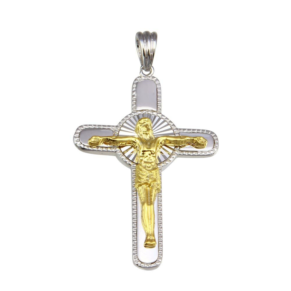 Sterling Silver Crucifix Cross Two Tone Pendant | eBay