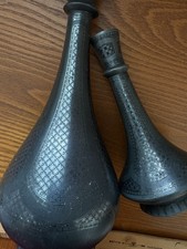 Bidriware Style India Vases Black Silver Heavy Metal
