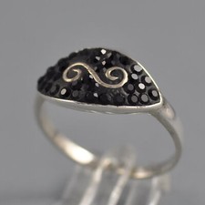 Filigraner Ring Kristalle schwarz 925er Sterl...