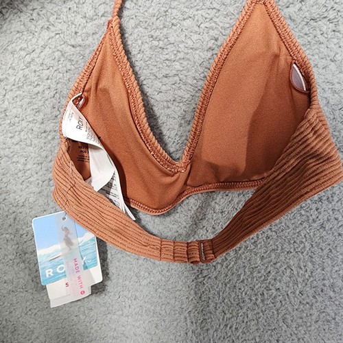 Roxy Bikini Top Coconut Crew Fixed Swim Top Pink Neutral Shimmer ERJX304926 - Picture 3 of 3