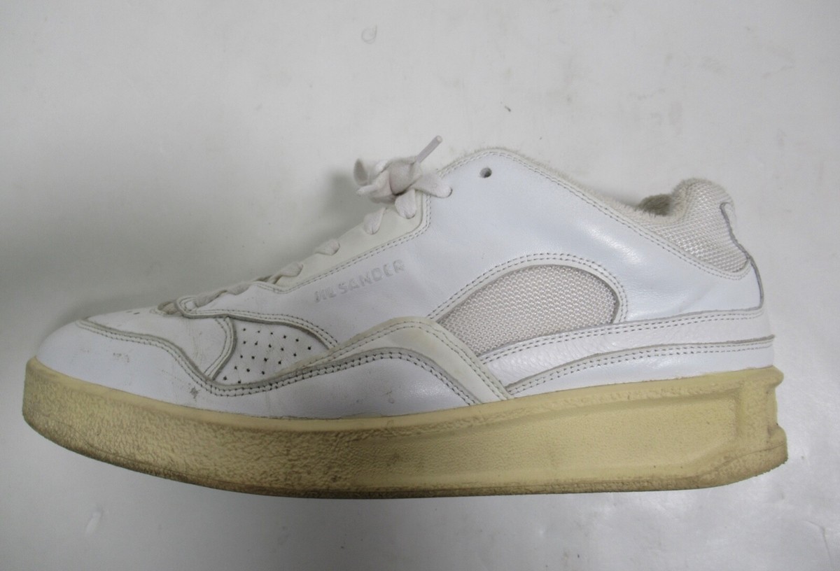VIP【関税送料無料】希少 JIL SANDER LEATHER SNEAKERS Jil Sander Men's Low-Top Sneakers Optic White Leather 13 US